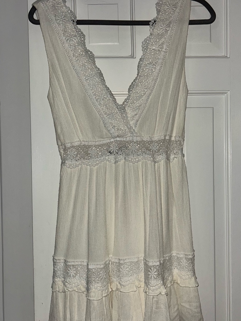 Women's Lace Trim Ivory Sun Dress